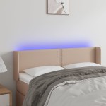vidaXL Tăblie de pat cu LED cappuccino 147x16x78/88 cm piele ecologică vidaXL Tăblie de pat cu LED cappuccino 147x16x78/88 cm piele ecologică