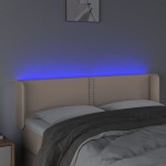 vidaXL Tăblie de pat cu LED cappuccino 147x16x78/88 cm piele ecologică vidaXL Tăblie de pat cu LED cappuccino 147x16x78/88 cm piele ecologică