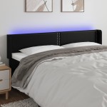 vidaXL Tăblie de pat cu LED, negru, 163x16x78/88 cm, piele ecologică vidaXL Tăblie de pat cu LED, negru, 163x16x78/88 cm, piele ecologică