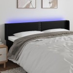 vidaXL Tăblie de pat cu LED, negru, 183x16x78/88 cm, piele ecologică