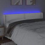 vidaXL Tăblie de pat cu LED, alb, 183x16x78/88 cm, piele ecologică vidaXL Tăblie de pat cu LED, alb, 183x16x78/88 cm, piele ecologică