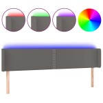 vidaXL Tăblie de pat cu LED, gri, 183x16x78/88 cm, piele ecologică
