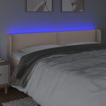 vidaXL Tăblie de pat cu LED cappuccino 183x16x78/88 cm piele ecologică vidaXL Tăblie de pat cu LED cappuccino 183x16x78/88 cm piele ecologică
