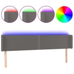 vidaXL Tăblie de pat cu LED, gri, 203x16x78/88 cm, piele ecologică vidaXL Tăblie de pat cu LED, gri, 203x16x78/88 cm, piele ecologică