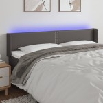 vidaXL Tăblie de pat cu LED, gri, 203x16x78/88 cm, piele ecologică vidaXL Tăblie de pat cu LED, gri, 203x16x78/88 cm, piele ecologică