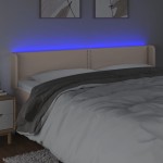 vidaXL Tăblie de pat cu LED, cappuccino 203x16x78/88cm piele ecologică