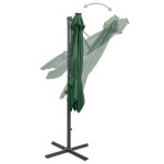 vidaXL Umbrelă în consolă cu stâlp și LED-uri, verde, 250 cm