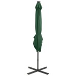 vidaXL Umbrelă în consolă cu stâlp și LED-uri, verde, 250 cm