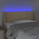 vidaXL Tăblie de pat cu LED, crem, 83x16x78/88 cm, textil vidaXL Tăblie de pat cu LED, crem, 83x16x78/88 cm, textil