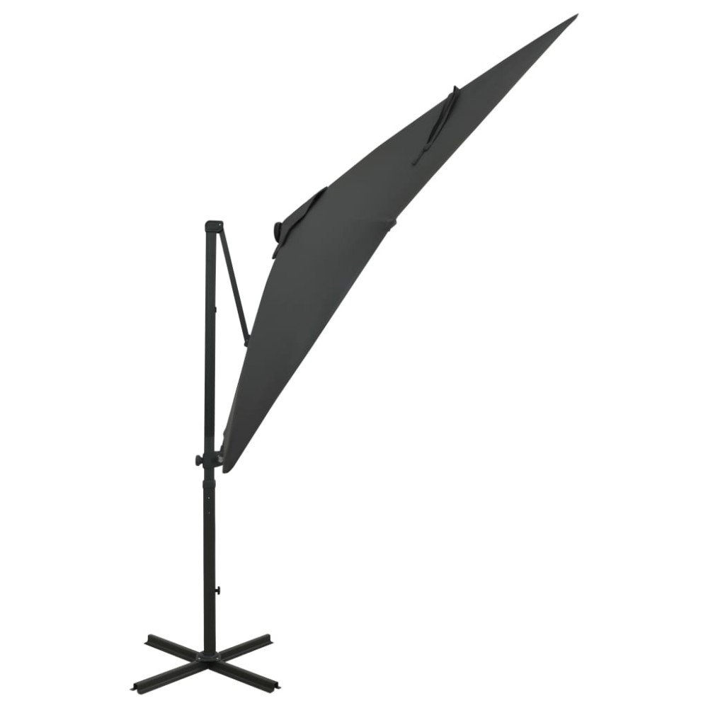 vidaXL Umbrelă în consolă cu stâlp și LED-uri, antracit, 250 cm
