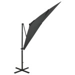 vidaXL Umbrelă în consolă cu stâlp și LED-uri, antracit, 250 cm