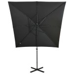 vidaXL Umbrelă în consolă cu stâlp și LED-uri, antracit, 250 cm