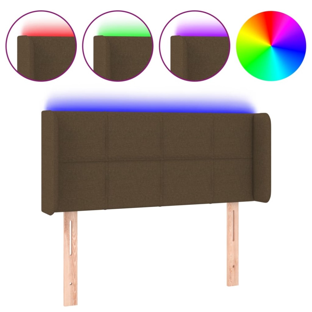 vidaXL Tăblie de pat cu LED, maro închis, 93x16x78/88 cm, textil