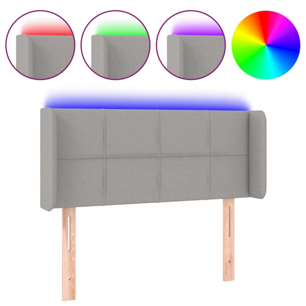 vidaXL Tăblie de pat cu LED, gri deschis, 103x16x78/88 cm, textil