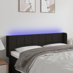 vidaXL Tăblie de pat cu LED, negru, 147x16x78/88 cm, textil vidaXL Tăblie de pat cu LED, negru, 147x16x78/88 cm, textil