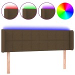 vidaXL Tăblie de pat cu LED, maro închis, 147x16x78/88 cm, textil vidaXL Tăblie de pat cu LED, maro închis, 147x16x78/88 cm, textil