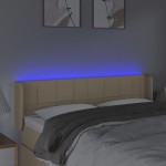 vidaXL Tăblie de pat cu LED, crem, 147x16x78/88 cm material textil vidaXL Tăblie de pat cu LED, crem, 147x16x78/88 cm material textil
