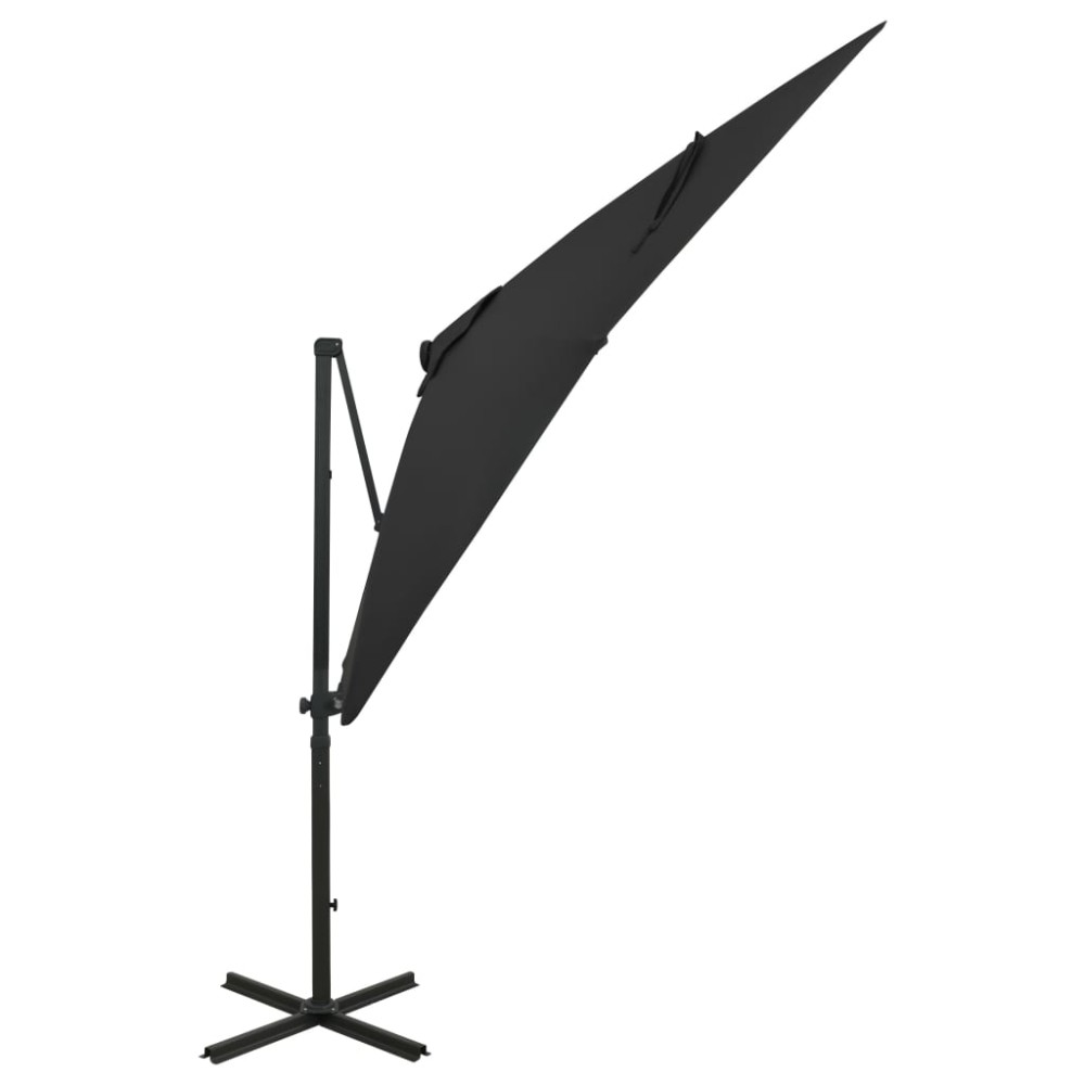 vidaXL Umbrelă în consolă cu stâlp și LED-uri, negru, 250 cm