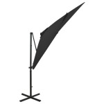 vidaXL Umbrelă în consolă cu stâlp și LED-uri, negru, 250 cm