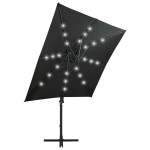 vidaXL Umbrelă în consolă cu stâlp și LED-uri, negru, 250 cm