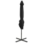 vidaXL Umbrelă în consolă cu stâlp și LED-uri, negru, 250 cm