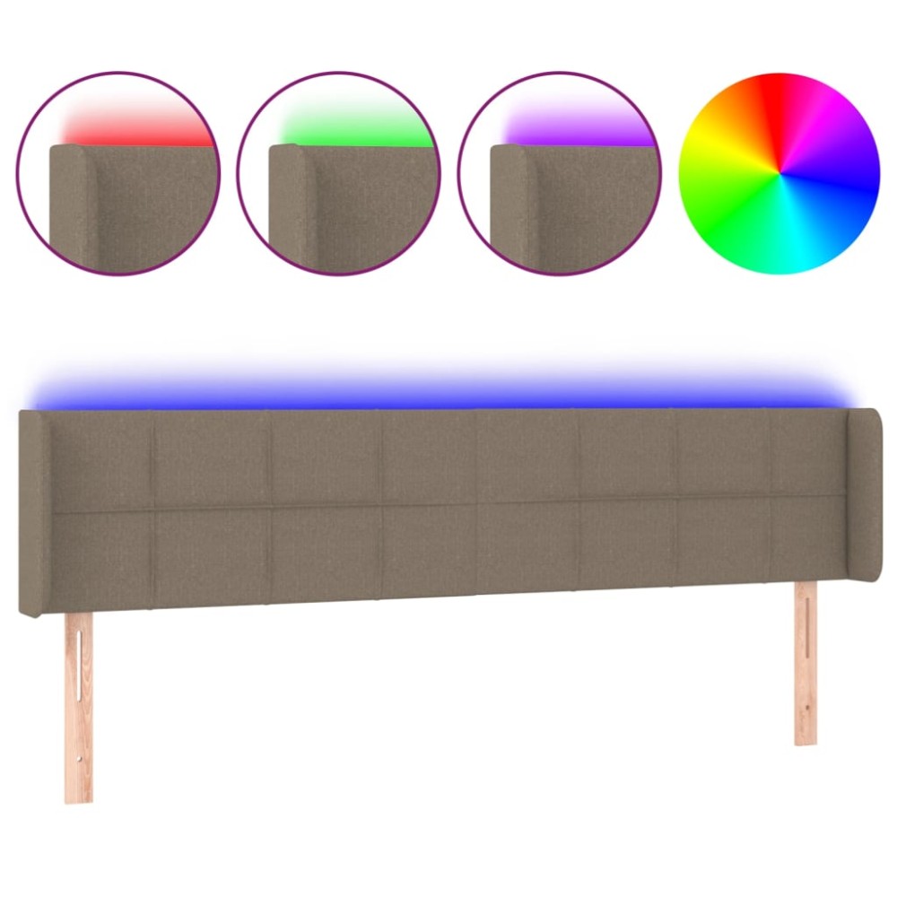 vidaXL Tăblie de pat cu LED, gri taupe, 163x16x78/88 cm, textil
