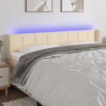 vidaXL Tăblie de pat cu LED, crem, 163x16x78/88 cm, textil vidaXL Tăblie de pat cu LED, crem, 163x16x78/88 cm, textil