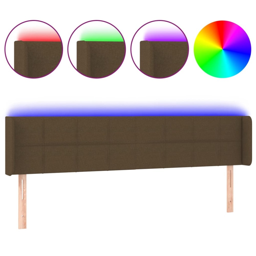 vidaXL Tăblie de pat cu LED, maro închis, 183x16x78/88 cm, textil