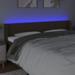 vidaXL Tăblie de pat cu LED, maro închis, 183x16x78/88 cm, textil vidaXL Tăblie de pat cu LED, maro închis, 183x16x78/88 cm, textil