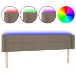 vidaXL Tăblie de pat cu LED, gri taupe, 183x16x78/88 cm, textil