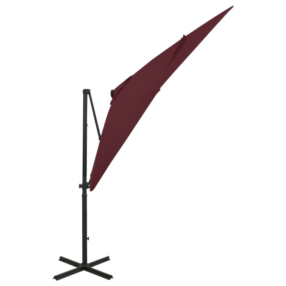 vidaXL Umbrelă în consolă cu stâlp și LED-uri, roșu bordo, 250 cm
