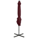 vidaXL Umbrelă în consolă cu stâlp și LED-uri, roșu bordo, 250 cm