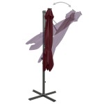 vidaXL Umbrelă în consolă cu stâlp și LED-uri, roșu bordo, 250 cm