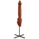 vidaXL Umbrelă în consolă cu stâlp și LED-uri, cărămiziu, 250 cm