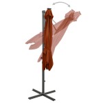 vidaXL Umbrelă în consolă cu stâlp și LED-uri, cărămiziu, 250 cm