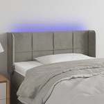 vidaXL Tăblie de pat cu LED, gri deschis, 103x16x78/88 cm, catifea vidaXL Tăblie de pat cu LED, gri deschis, 103x16x78/88 cm, catifea
