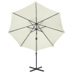vidaXL Umbrelă în consolă cu stâlp și LED-uri, nisipiu, 300 cm