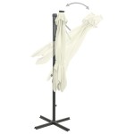 vidaXL Umbrelă în consolă cu stâlp și LED-uri, nisipiu, 300 cm