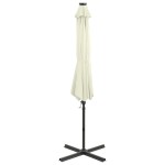 vidaXL Umbrelă în consolă cu stâlp și LED-uri, nisipiu, 300 cm