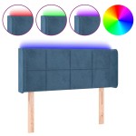 vidaXL Tăblie de pat cu LED, albastru închis, 103x16x78/88 cm, catifea