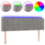 vidaXL Tăblie de pat cu LED, gri deschis, 147x16x78/88 cm, catifea