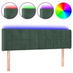 vidaXL Tăblie de pat cu LED, verde închis, 147x16x78/88 cm, catifea