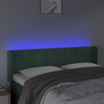 vidaXL Tăblie de pat cu LED, verde închis, 147x16x78/88 cm, catifea