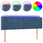 vidaXL Tăblie de pat cu LED, albastru închis, 147x16x78/88 cm, catifea