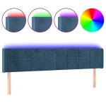 vidaXL Tăblie de pat cu LED, albastru închis, 163x16x78/88 cm, catifea