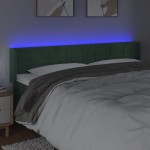 vidaXL Tăblie de pat cu LED, verde închis, 183x16x78/88 cm, catifea vidaXL Tăblie de pat cu LED, verde închis, 183x16x78/88 cm, catifea