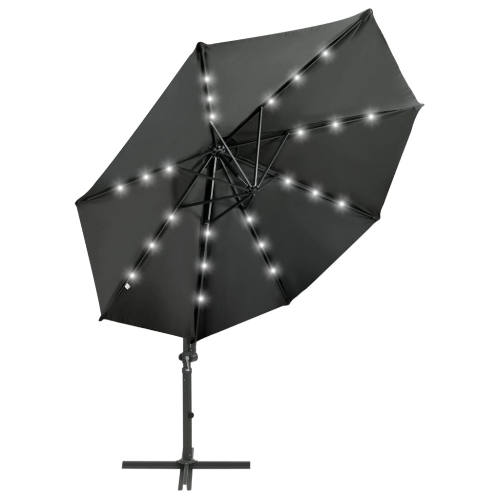 vidaXL Umbrelă în consolă cu stâlp și LED-uri, antracit, 300 cm
