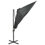 vidaXL Umbrelă în consolă cu stâlp și LED-uri, antracit, 300 cm