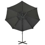 vidaXL Umbrelă în consolă cu stâlp și LED-uri, antracit, 300 cm