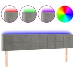 vidaXL Tăblie de pat cu LED, gri deschis, 203x16x78/88 cm, catifea vidaXL Tăblie de pat cu LED, gri deschis, 203x16x78/88 cm, catifea